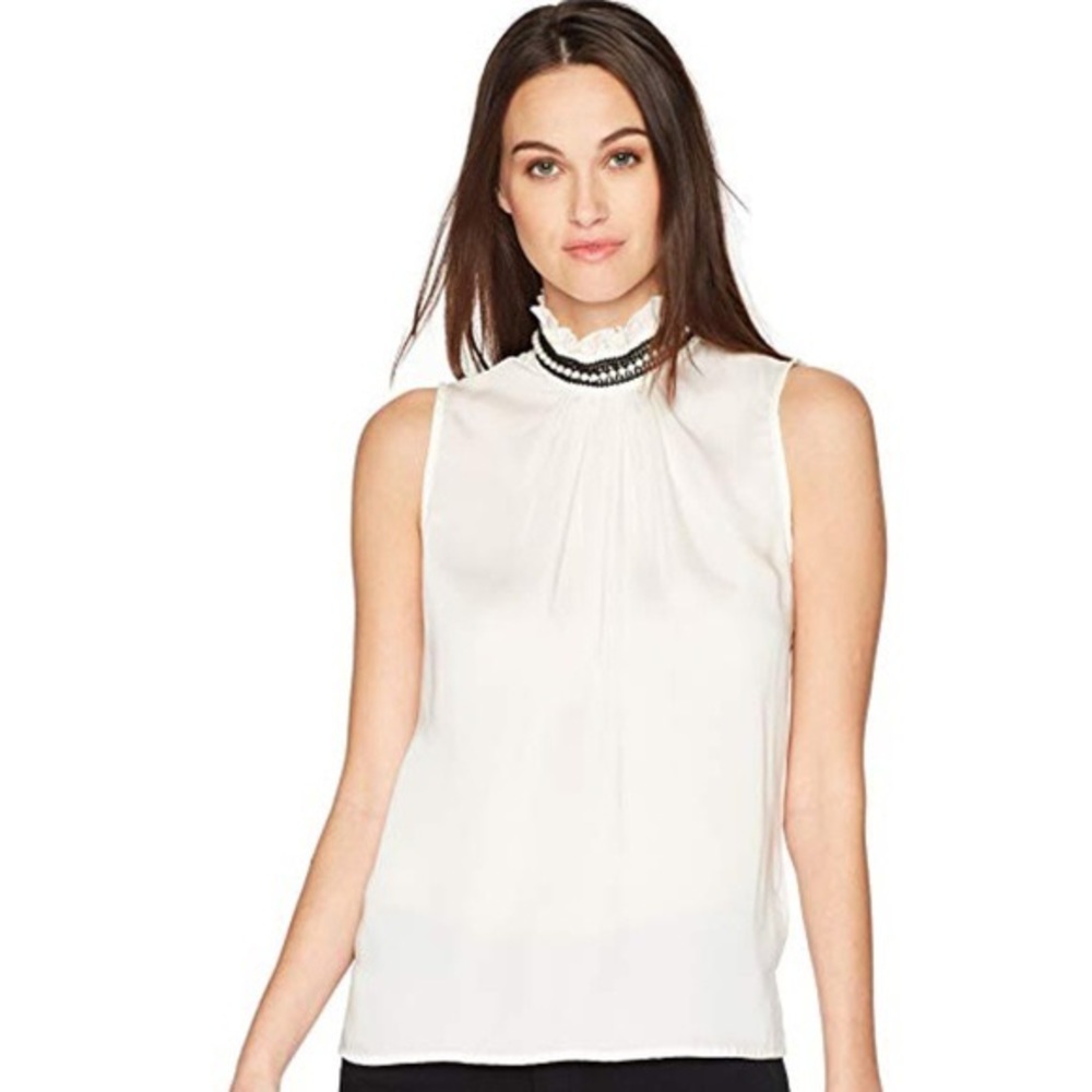 Nanette Lepore Size Small Top Cream Ruffle Mock